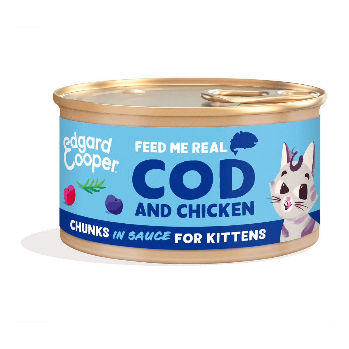 Nassfutter für Katzen in Soße mit Kabeljau- und Hühnerstückchen von Edgard & Cooper, 85 g