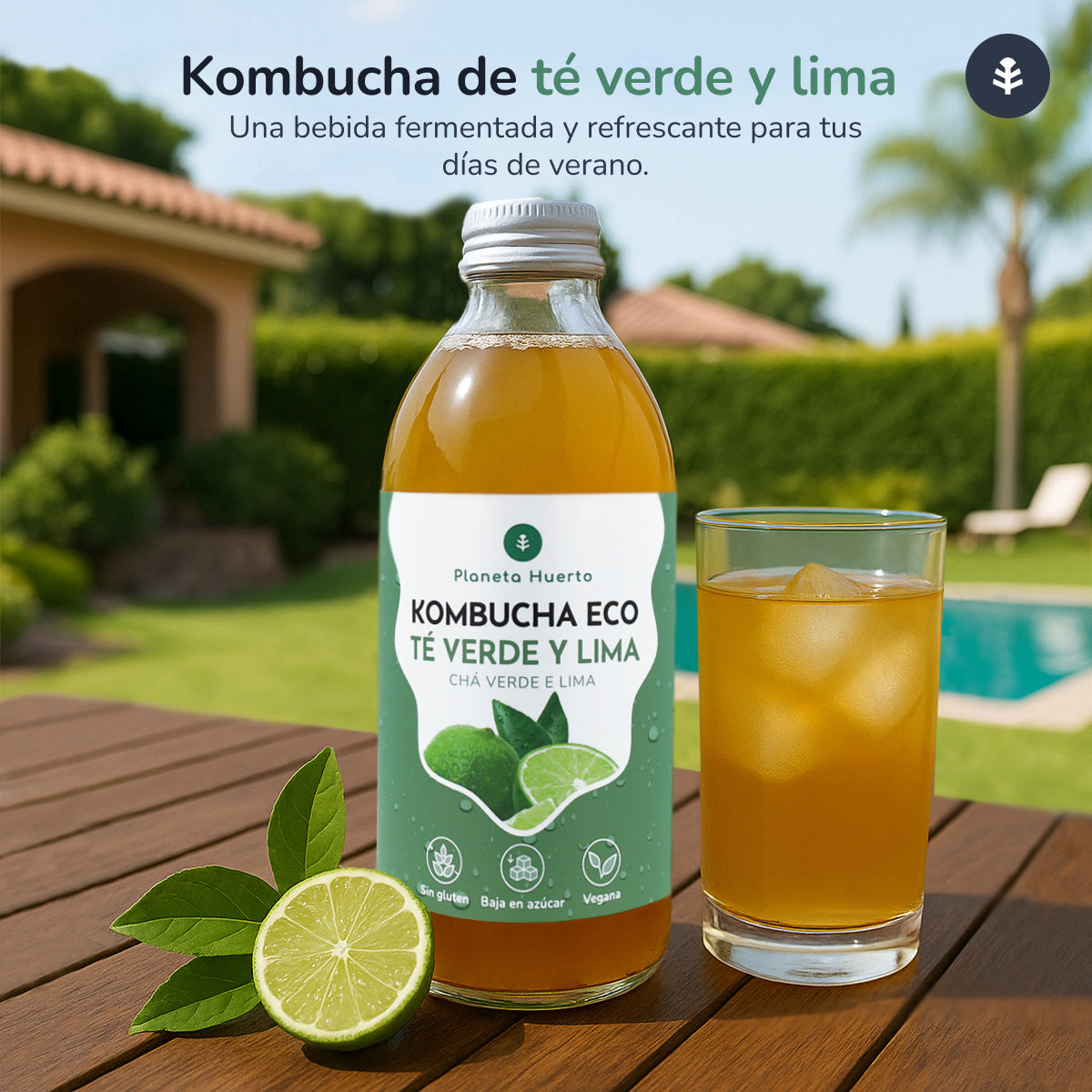 Kombucha ECO tè verde e lime Planeta Huerto 330 ml