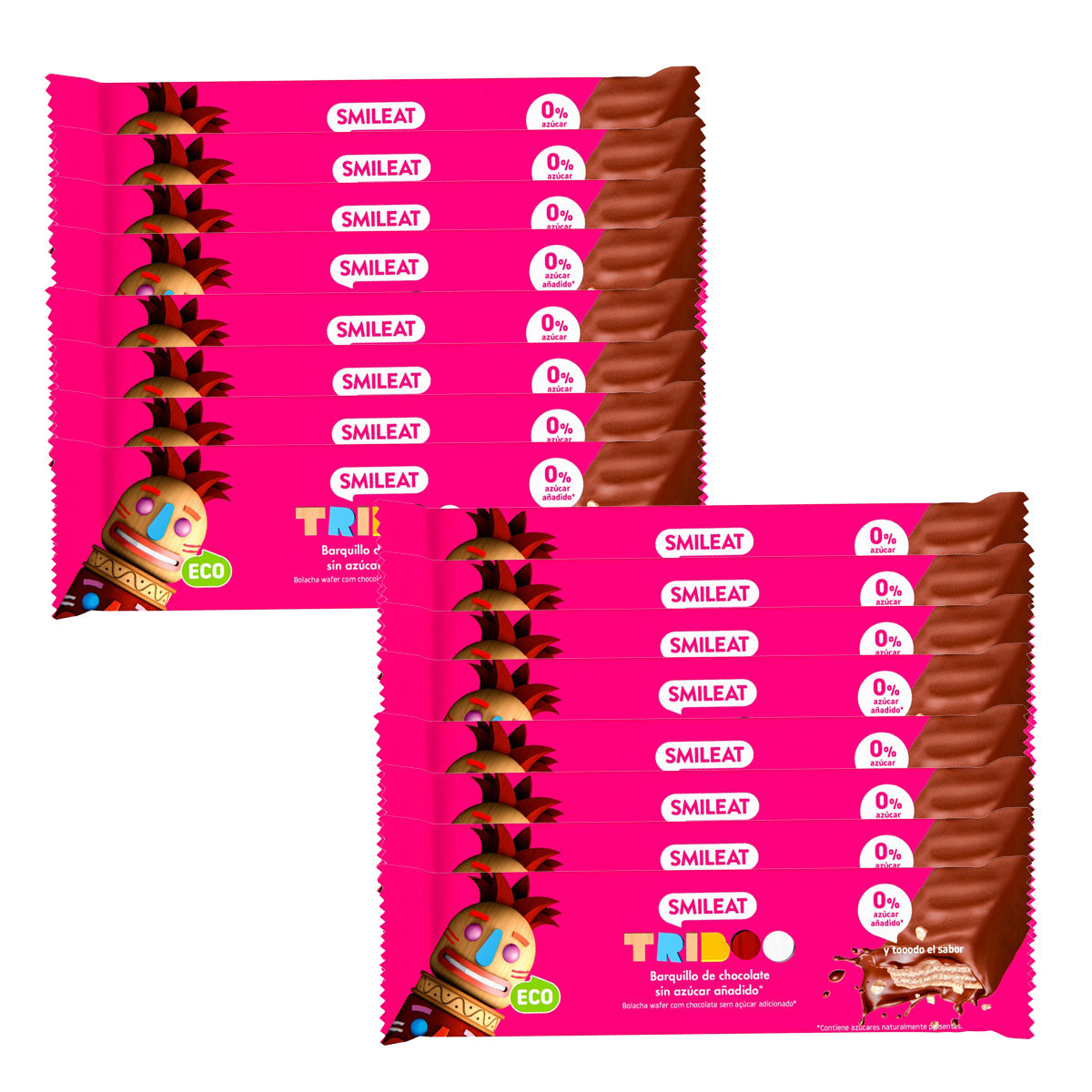Pack 16x Barre gaufrée enrobée de chocolat ECO Smileat 40 g
