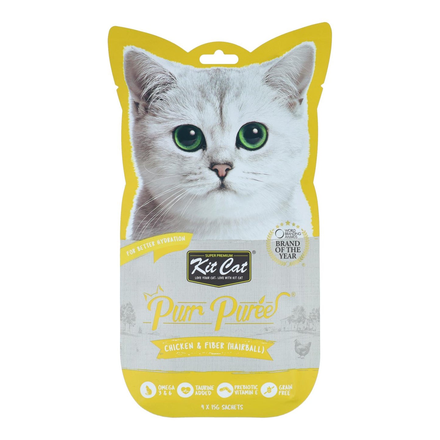Zestaw Cat PurrPuree – kurczak i błonnik 60 g Kremowa przekąska dla kotów