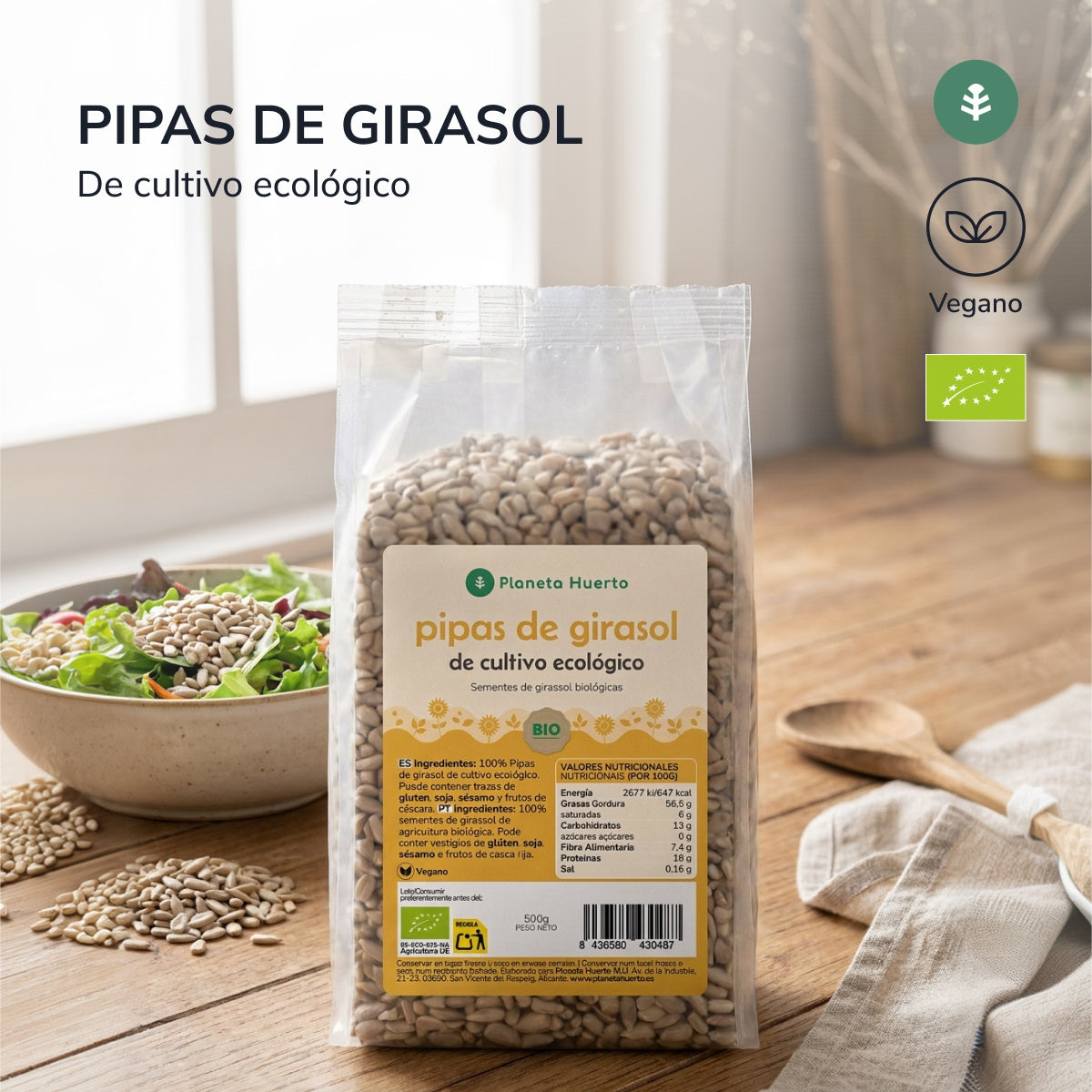 Geschälte Sonnenblumenkerne ECO Planeta Huerto 500 g