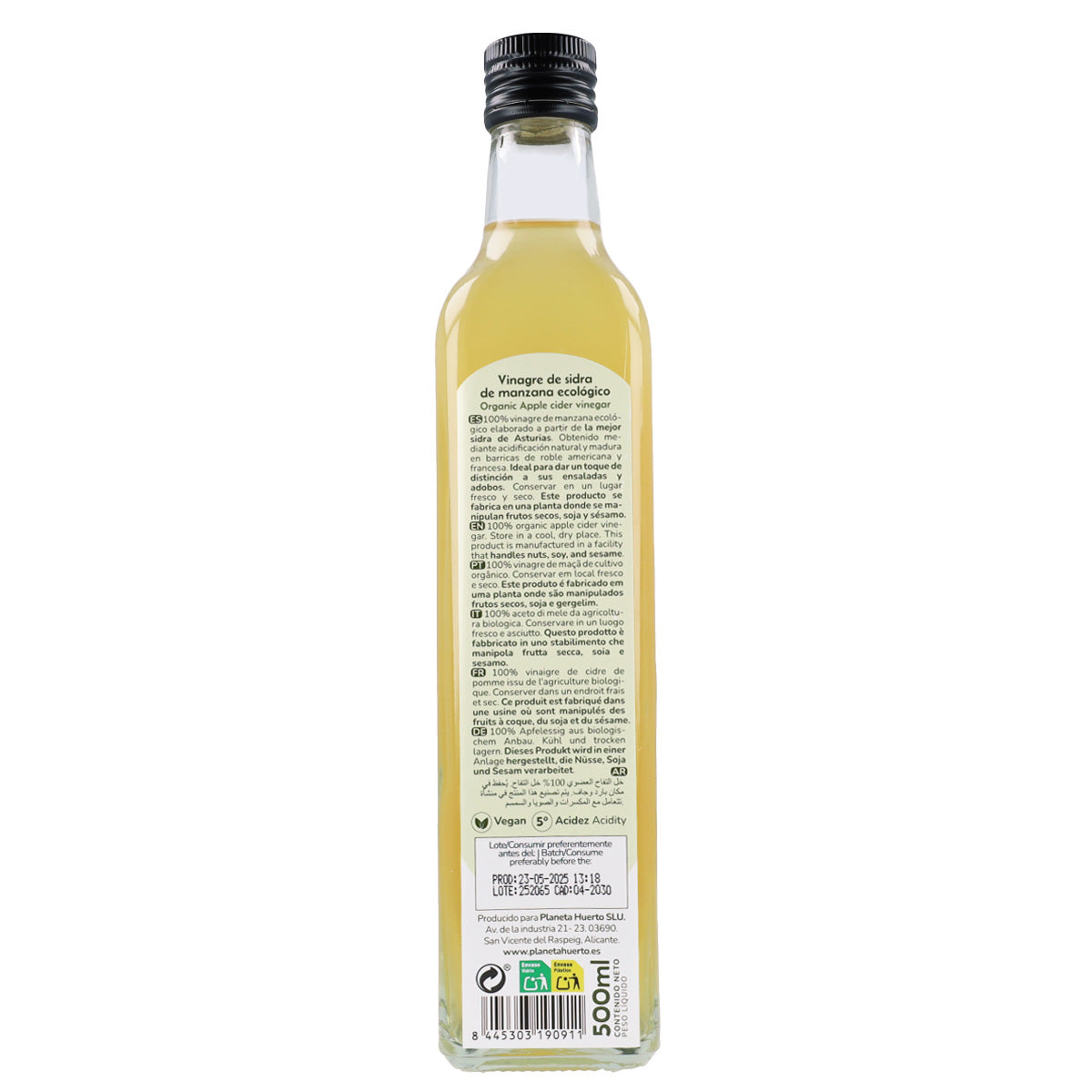 Pack of 2x ECO Planeta Huerto unfiltered apple cider vinegar 500 ml