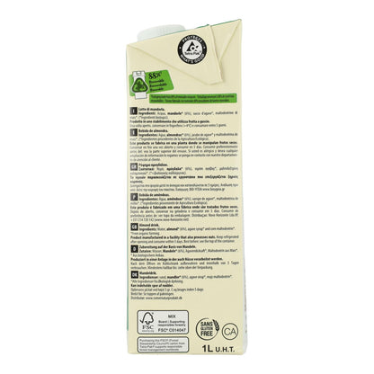 Pack of 6 Organic EcoMil Almond Drink sweetened with Agave 1L