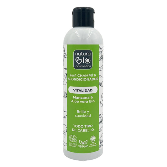 Shampooing et après-shampooing 2 en 1 Vitalité Aloe & Pomme Bio 250 ml NaturaBIO