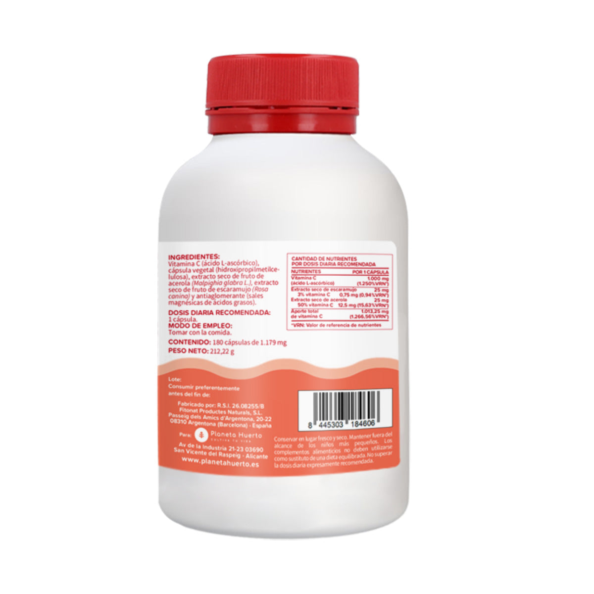 Förpackning 2xVitamin C 1000 mg Planeta Huerto 180 vegetabiliska kapslar