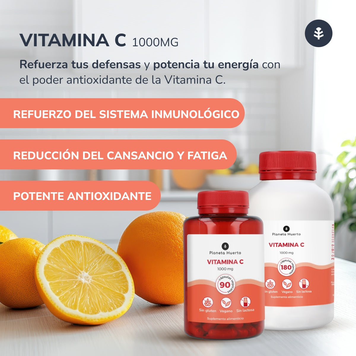 Pack 2x C-vitamin 1000 mg Planeta Huerto 90 vegetabiliska kapslar