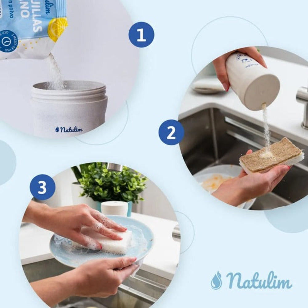 Poudre à vaisselle à la main Pack (bouteille + recharge) citron Natulim