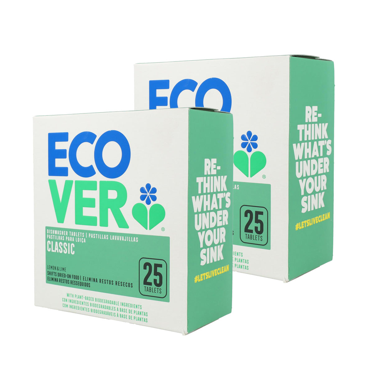 2-pack diskmedel för diskmaskin Classic Ecover 25 tabletter à 20 g