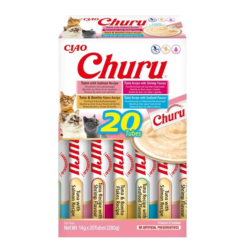 Churu Zeevruchtenvariëteiten Romige snack voor katten 20 x 14 g