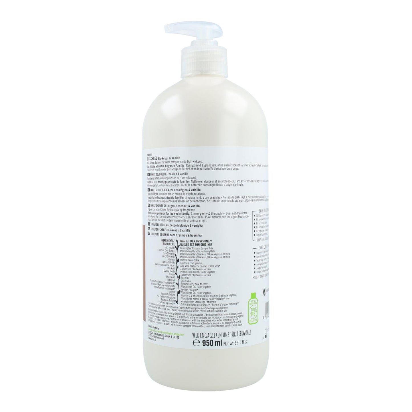 BIO-Duschgel Kokosnuss und Vanille Sante 950 ml