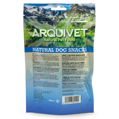Naturligt hundgodis  Arquivet Twist med rullad anka 13 cm   100 g