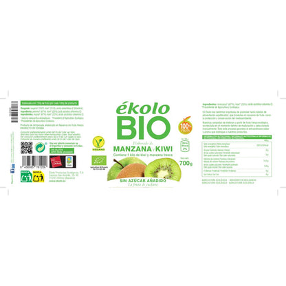 Elaborado de Manzana y Kiwi Ecológica sin azúcares añadidos Ékolo 700 g