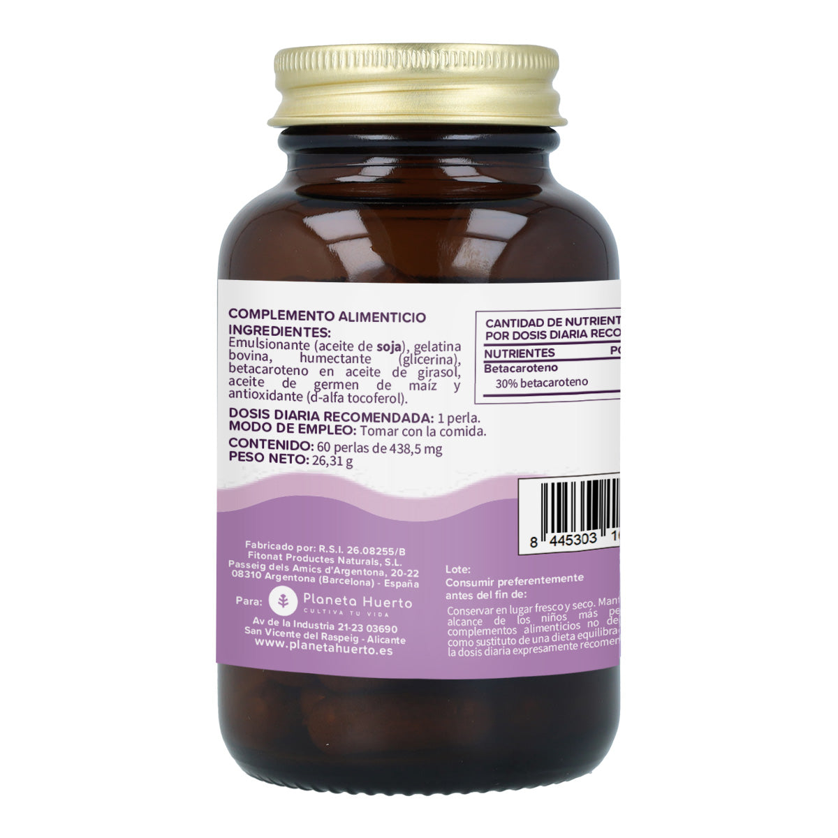 Pack of 3 Sun Bronze Beta-Carotene Planeta Huerto 60 capsules