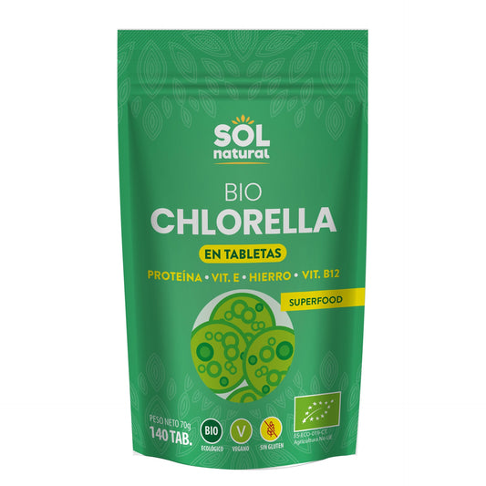 Chlorella in biologische tabletten Sol Natural 140 stuks