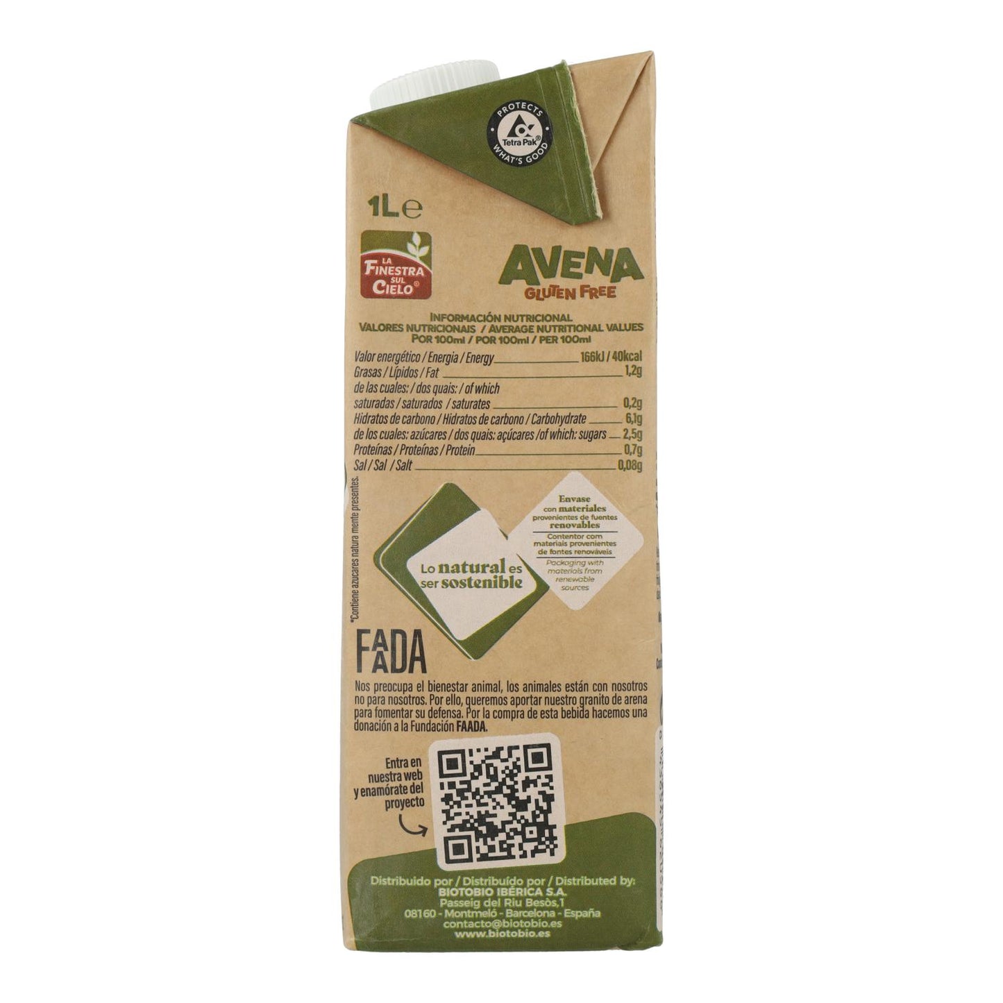 Glutenfreies Bio-Hafergetränk La Finestra Sul Cielo 1 l