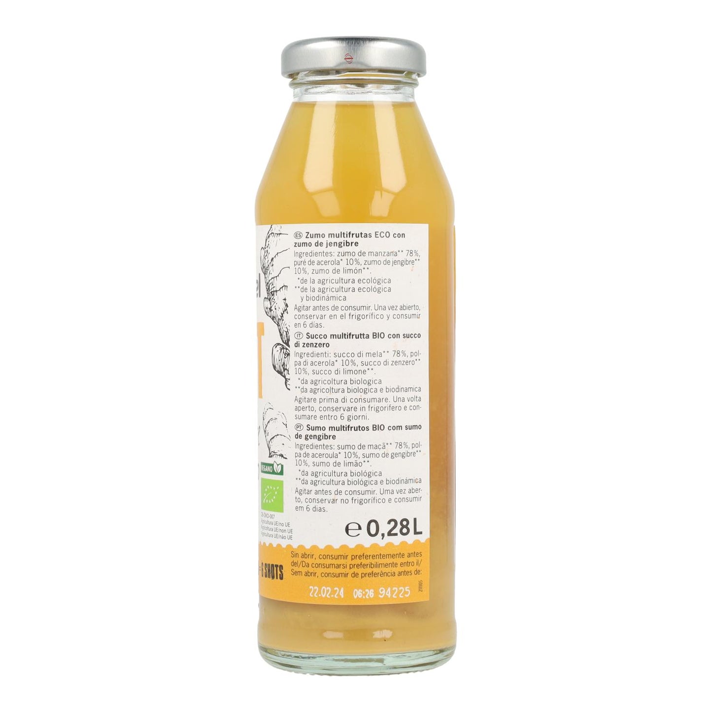Ingwer-SHOT (Apfel, Acerola, Zitrone) Neuheit Voelkel 280 ml