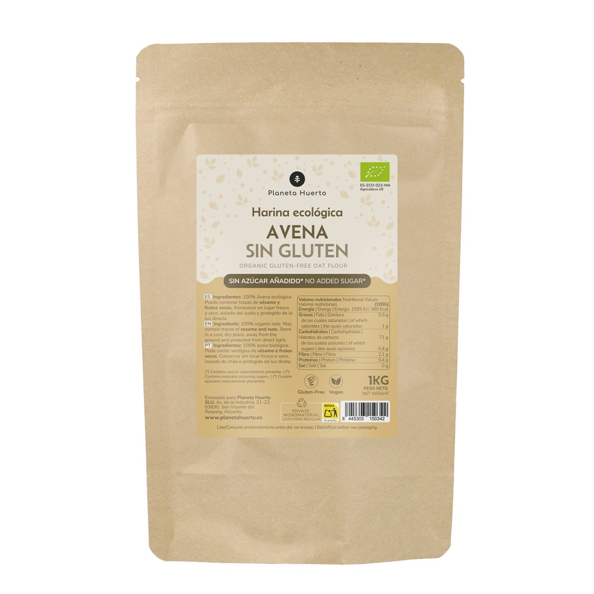 Pack of 2x ECO Gluten-Free Oat Flour Planeta Huerto