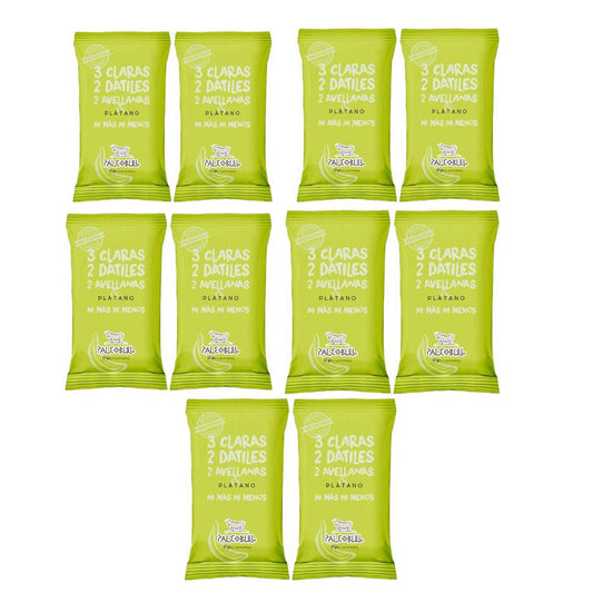Pack 10 barres énergétiques aux dattes, noisettes et banane PaleoBull, 50 g