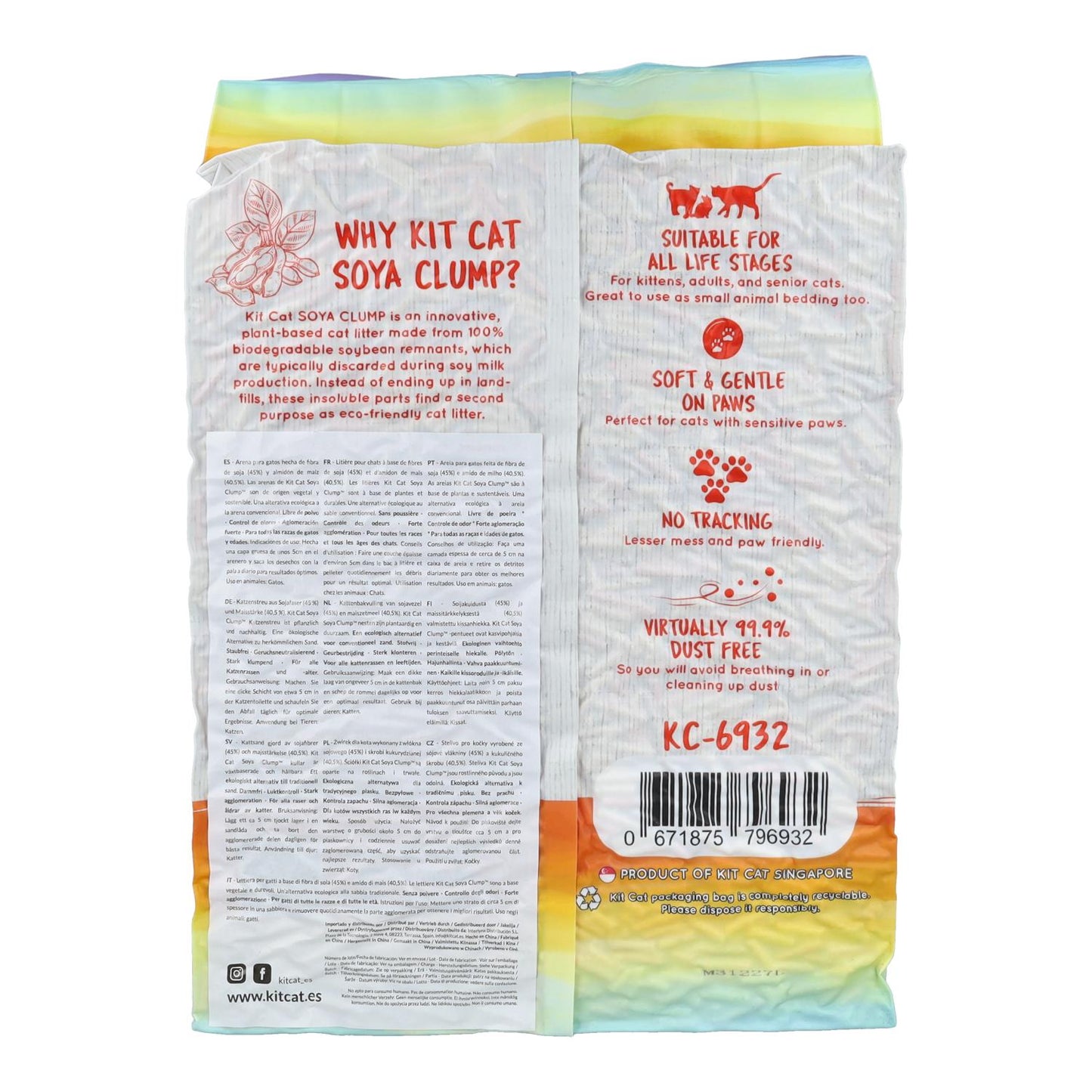 Kit Cat Arena Eco SoyaClump - Confetti 7 L Litière pour chat