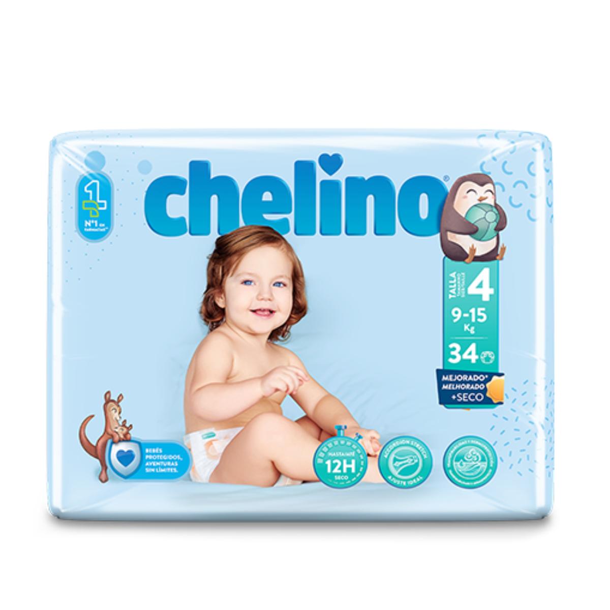 Pack of 6x Gateo T4 Nappies (9-15 kg) 34 units, Chelino
