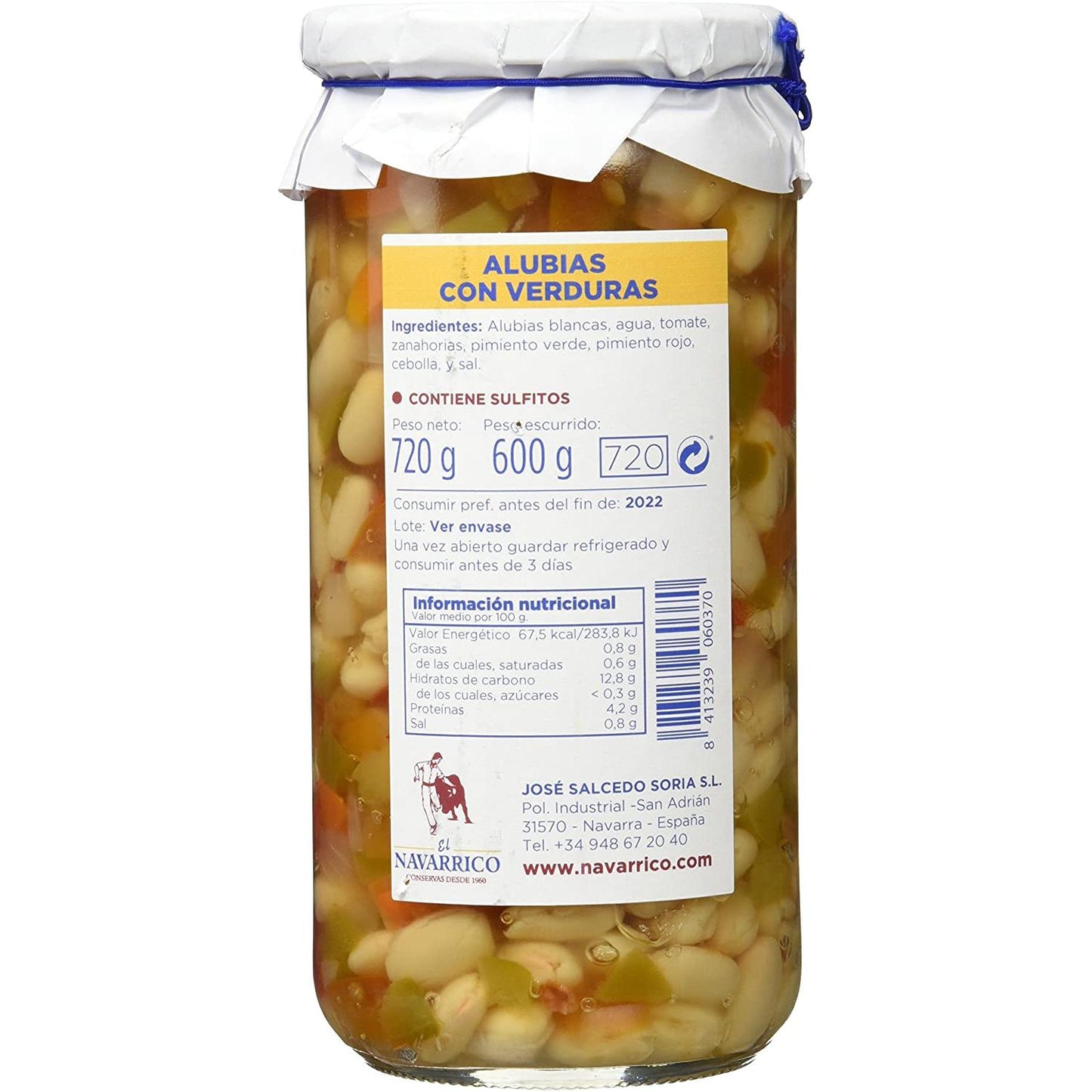 Fasola z warzywami, słoik El Navarrico 720 ml
