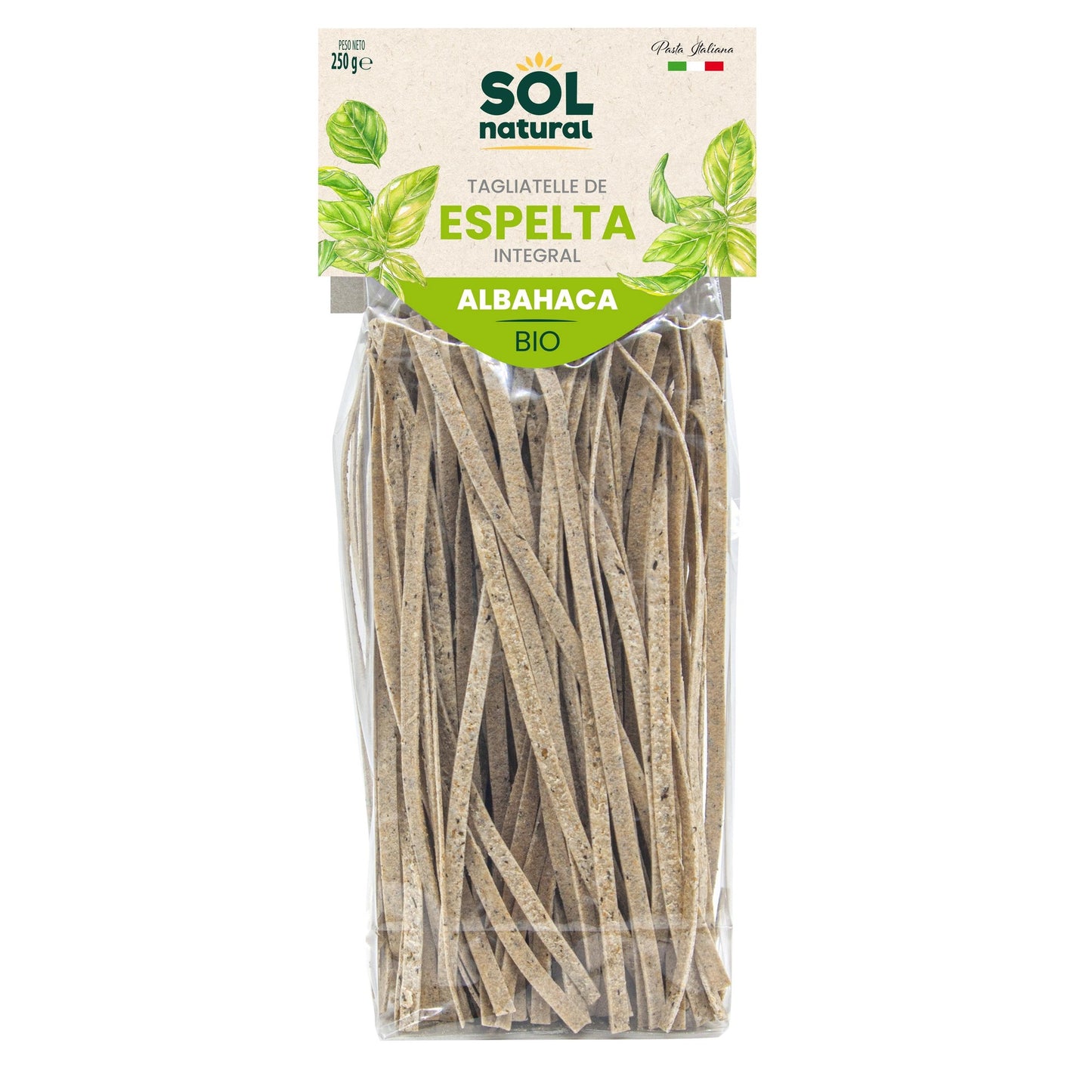 Organic Spelt Tagliatelle with Basil Sol Natural 250g
