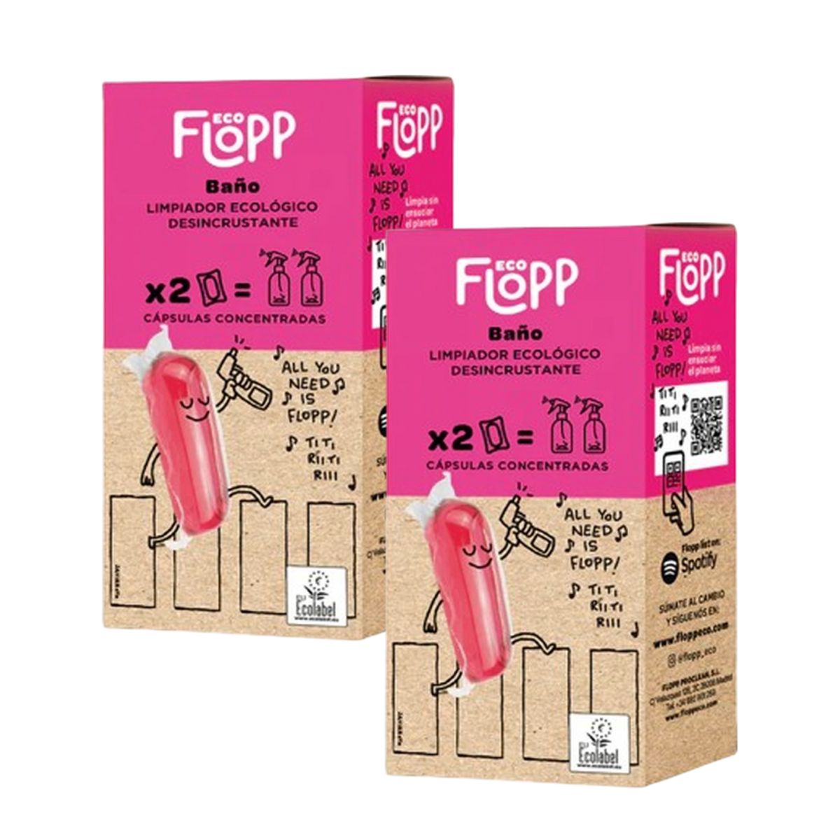 Confezione da 2 x Detergente per bagno ECO Reffil Flopp 2 capsule