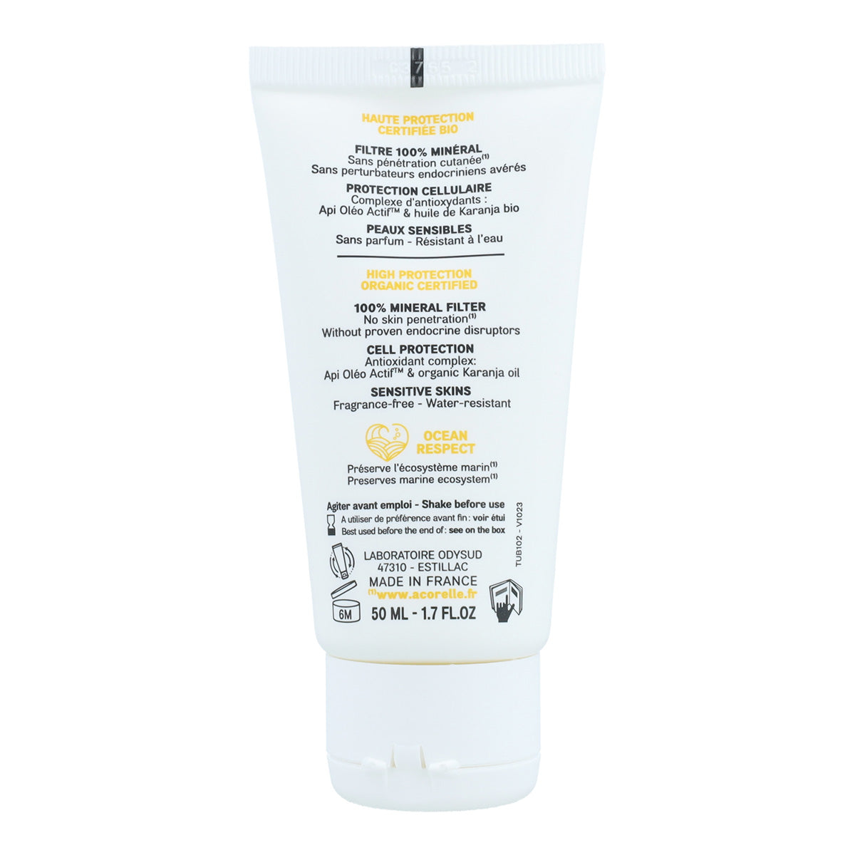 Crème solaire visage SPF 50 Acorelle 50 ml