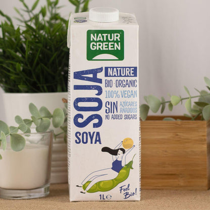 Pack of 6 x NaturGreen Organic Unsweetened Soy Drink 1 L