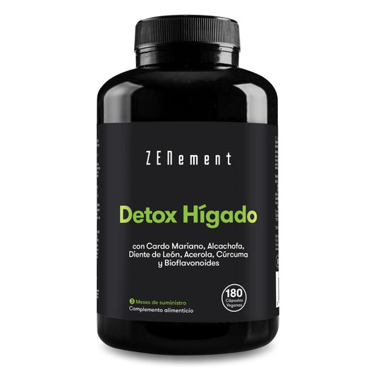 Liver Detox with Milk Thistle + Artichoke + Dandelion + Acerola + Turmeric and Bioflavonoids Zenement, 180 tablets