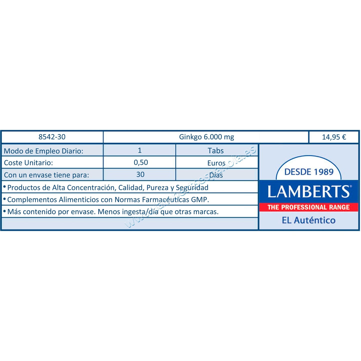 Ginkgo Biloba 6,000 mg, Lamberts 180 tablets