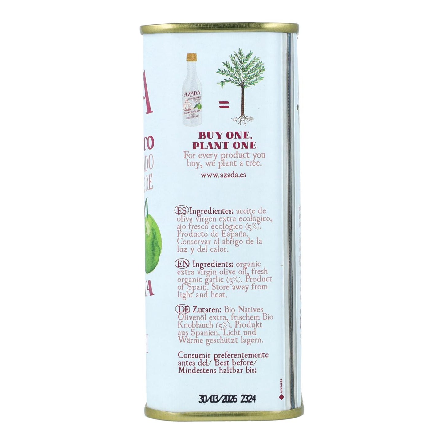 Azada Organic Olive Oil and Garlic 225 ml
