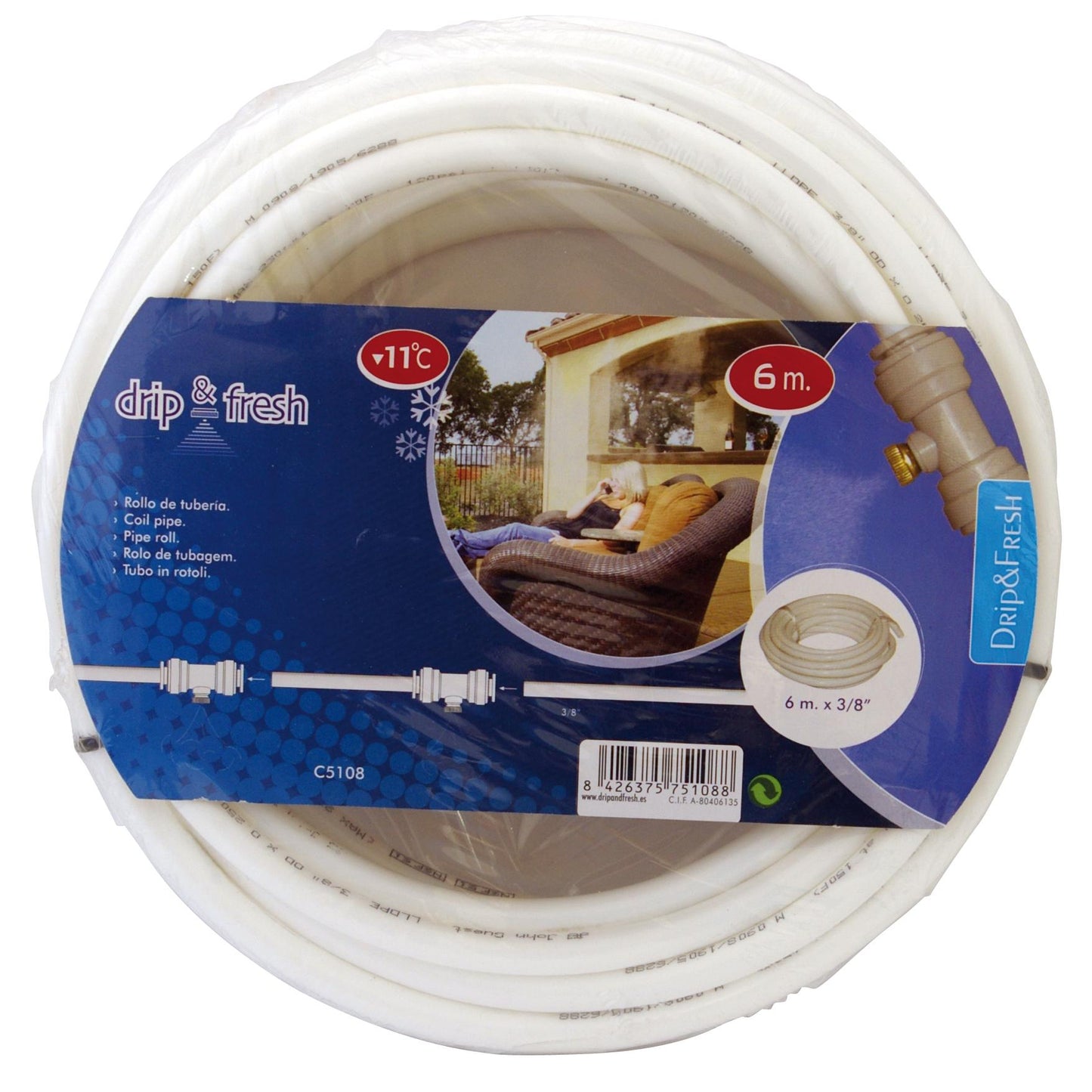 Rouleau de tuyau de nébulisation 6 m DripFresh