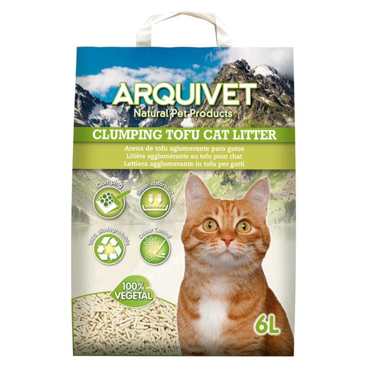Tofu Cat Litter Arquivet 6 l Biologiskt nedbrytbar agglomererande sojabaserad kattströ