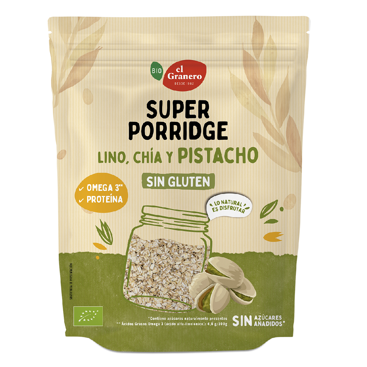 Super Porridge Glutenvrije Havermout met Pistache, Lijnzaad en Chia BIO El Granero 350 g