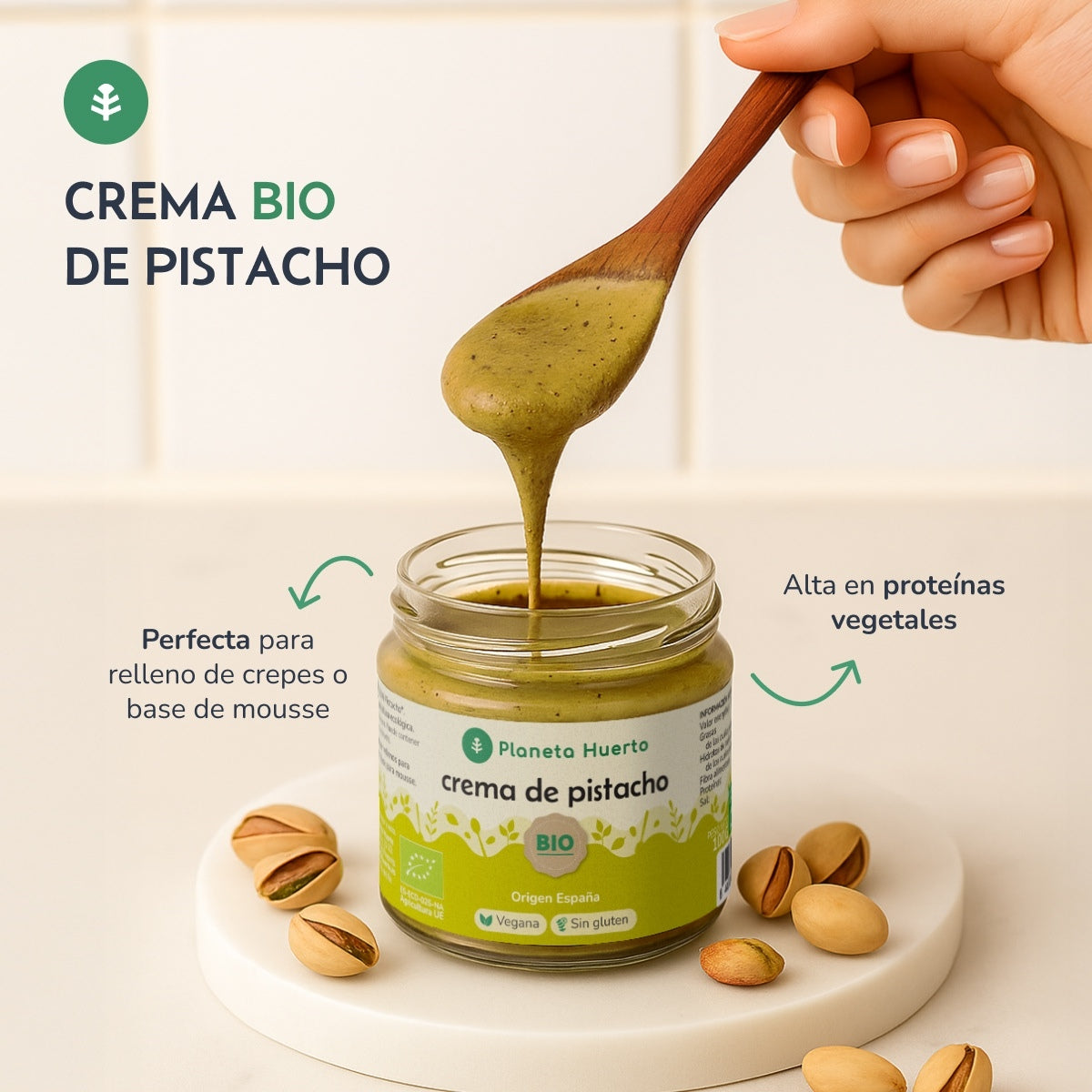 Pack of 2 x 100% organic pistachio cream Planeta Huerto 100 g