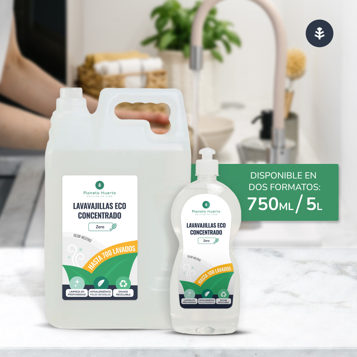 Manual Dishwasher Hypoallergenic Unscented Eco Planeta Huerto 5l
