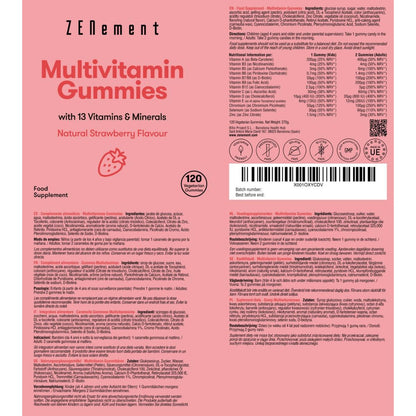 Multivitaminer i form av gelégodis, naturlig jordgubbssmak, 120 gelégodisar