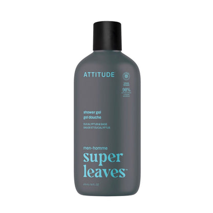 Super leaves men douchegel - Eucalyptus en salie, Attitude, 415 ml