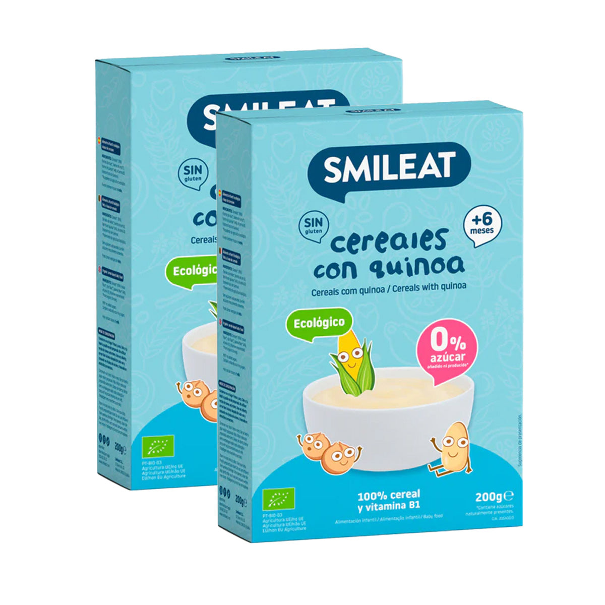 Pack 2x Bouillie de céréales sans gluten au quinoa Smileat bio, 200 g