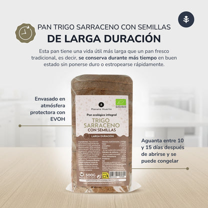 Pan integral proteico de trigo sarraceno con semillas ECO Planeta Huerto 500 g