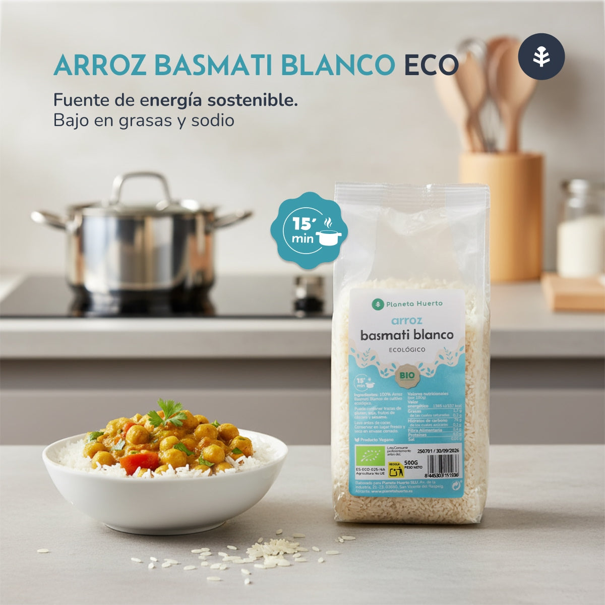 White Basmati Rice ECO Planeta Huerto 500 g