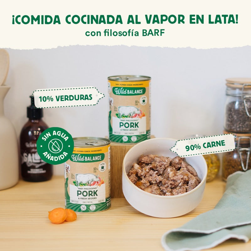 Boîte de porc et légumes BARF pour chiens Wild Balance 400 g