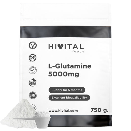L-Glutamine 5000 mg Hivital 750 grammes de poudre végétalienne