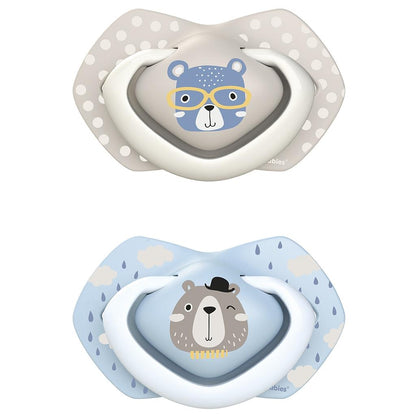 Pack chupetes silicona Bonjour Paris azul Canpol Babies (2 ud.) +18 meses