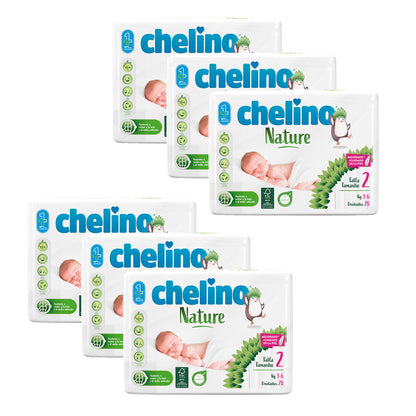 Confezione da 6 pannolini T2 3-6 kg Chelino Nature 28 pezzi