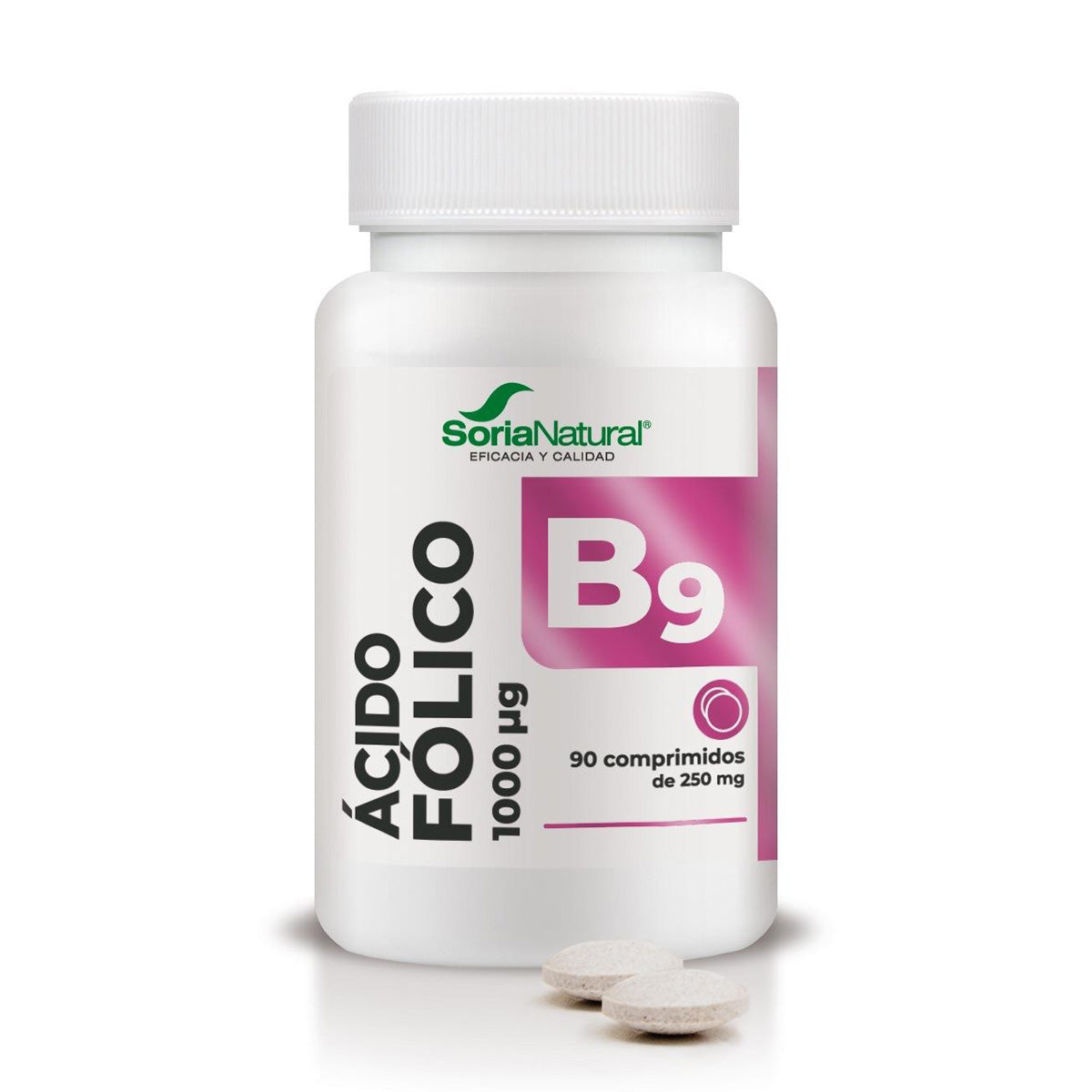 Folsyra med fördröjd frisättning, Soria Natural, 90 tabletter