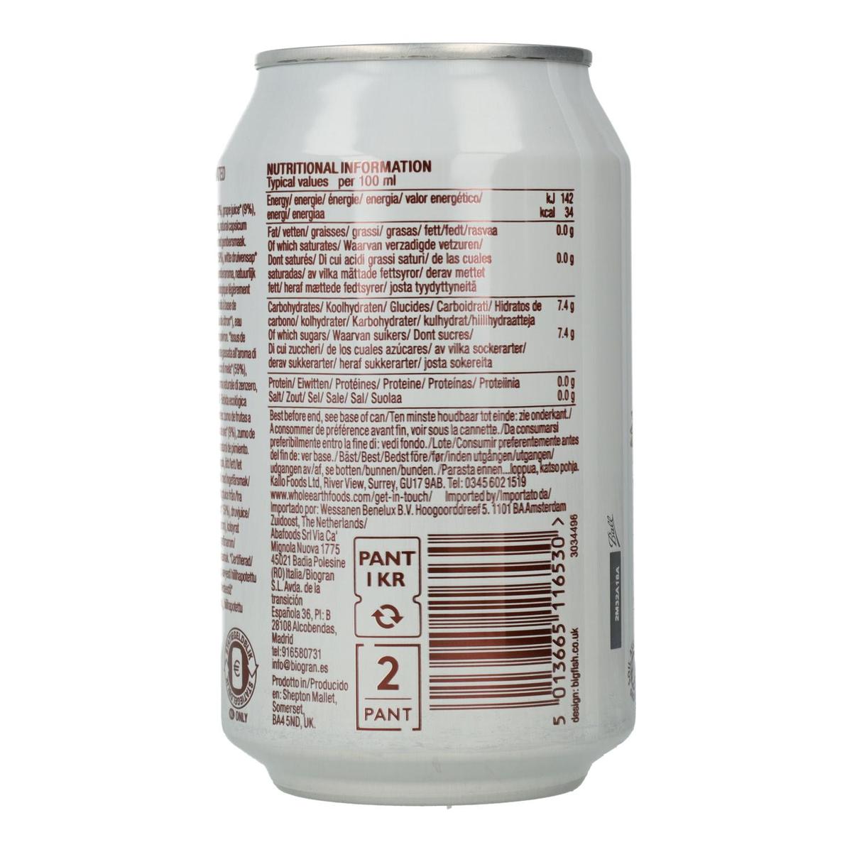 Pack of 6 Whole Earth Ginger Soft Drinks 330 ml