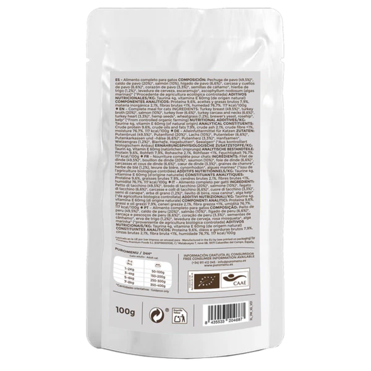 Barf-Nassfutter für Katzen Michi Mimos BIO (Truthahn und Lachs) Puromenu 100 g