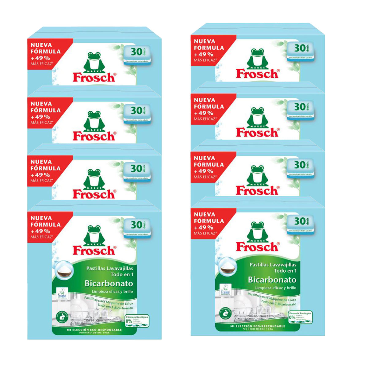 Pack of 8 Frosch Dishwasher Tablets, 30 tablets
